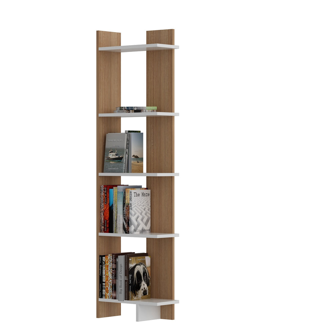 könyvespolc Als - Teak, White-VASBÚTOR