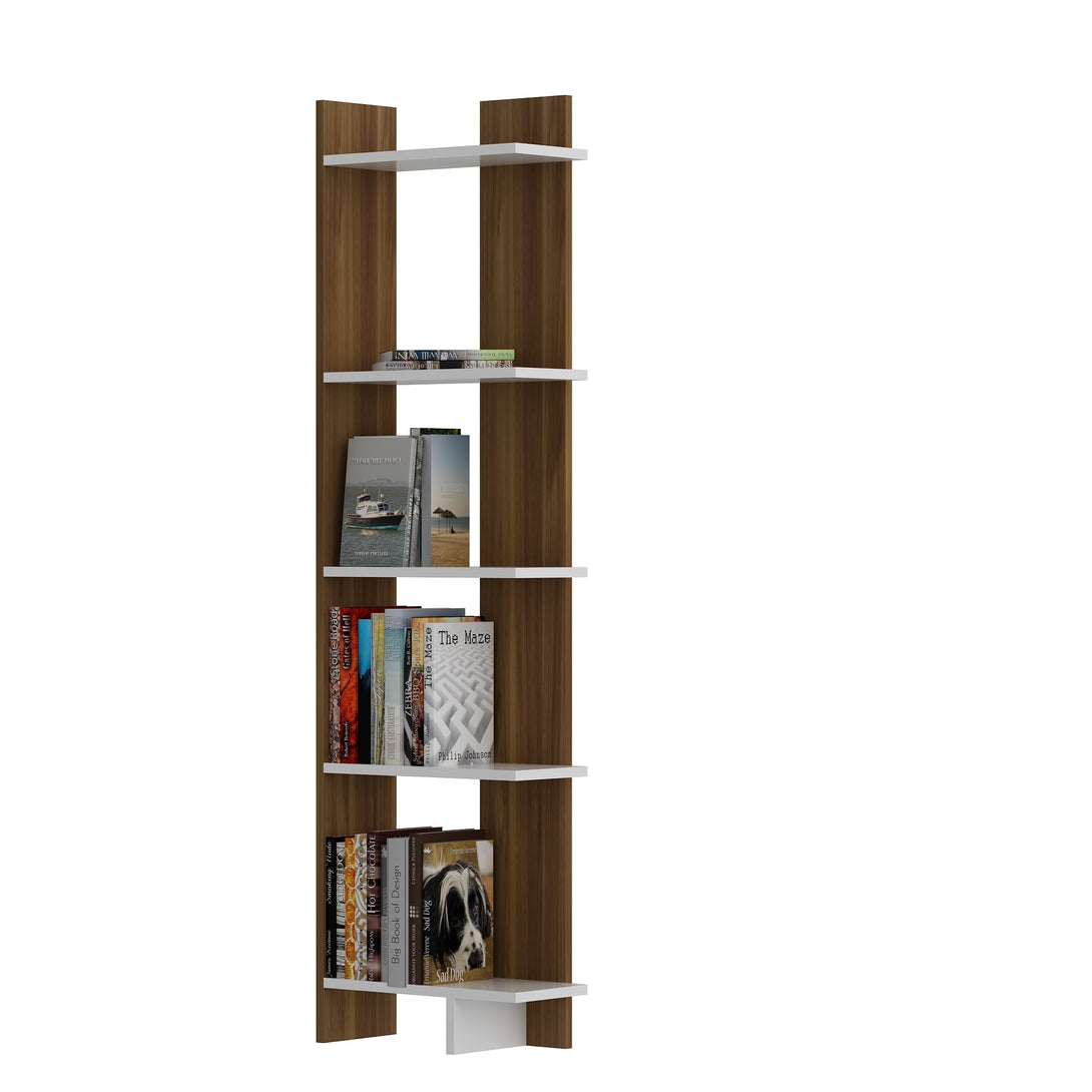 könyvespolc Als - Walnut, White-VASBÚTOR