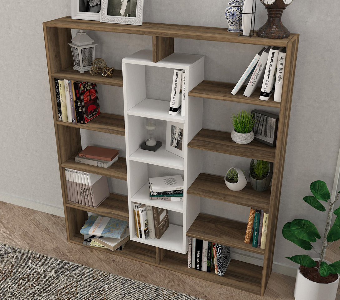 könyvespolc Ample - Walnut, White-VASBÚTOR