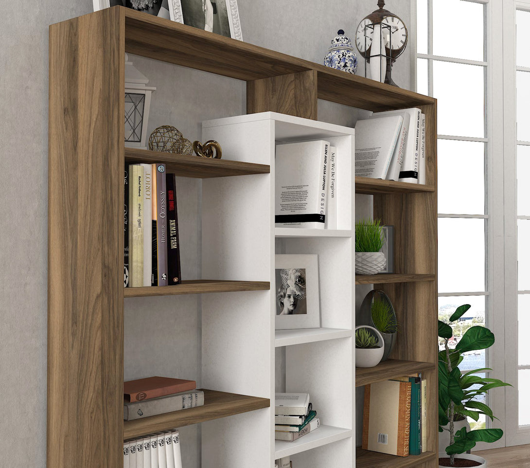 könyvespolc Ample - Walnut, White-VASBÚTOR