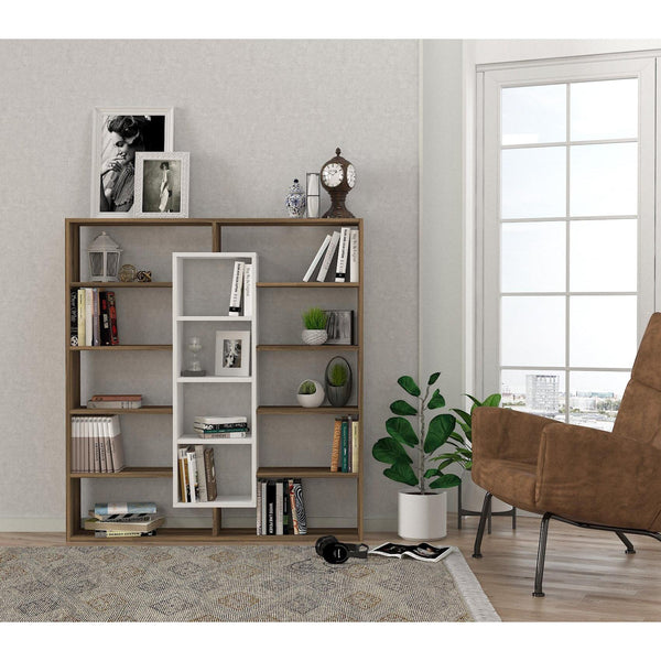 könyvespolc Ample - Walnut, White-VASBÚTOR