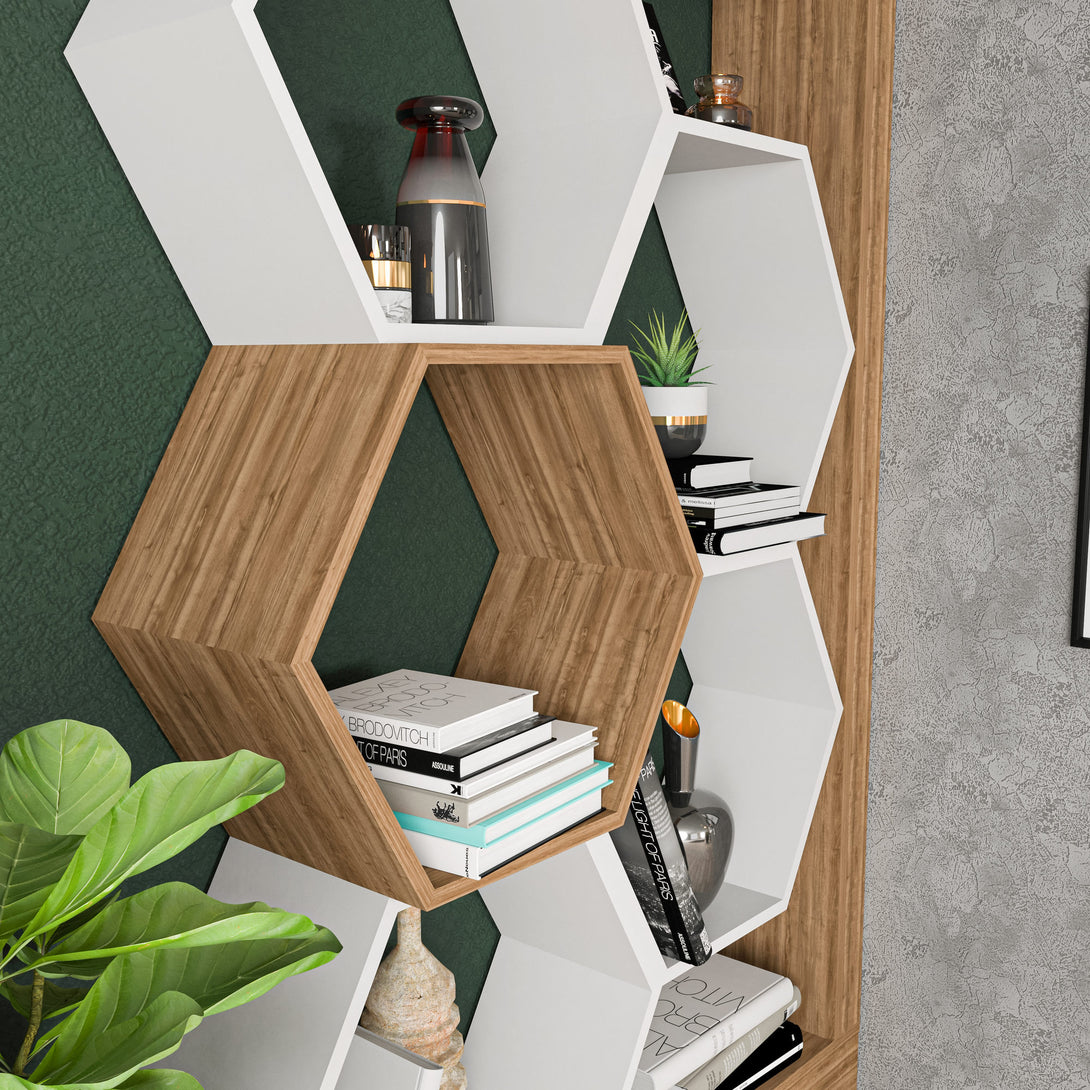 könyvespolc Artemis - Walnut, White-VASBÚTOR