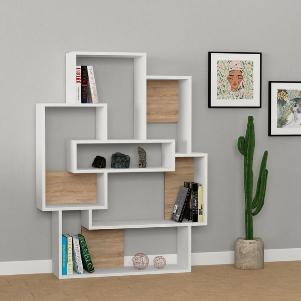 könyvespolc Barce - White, Oak-VASBÚTOR