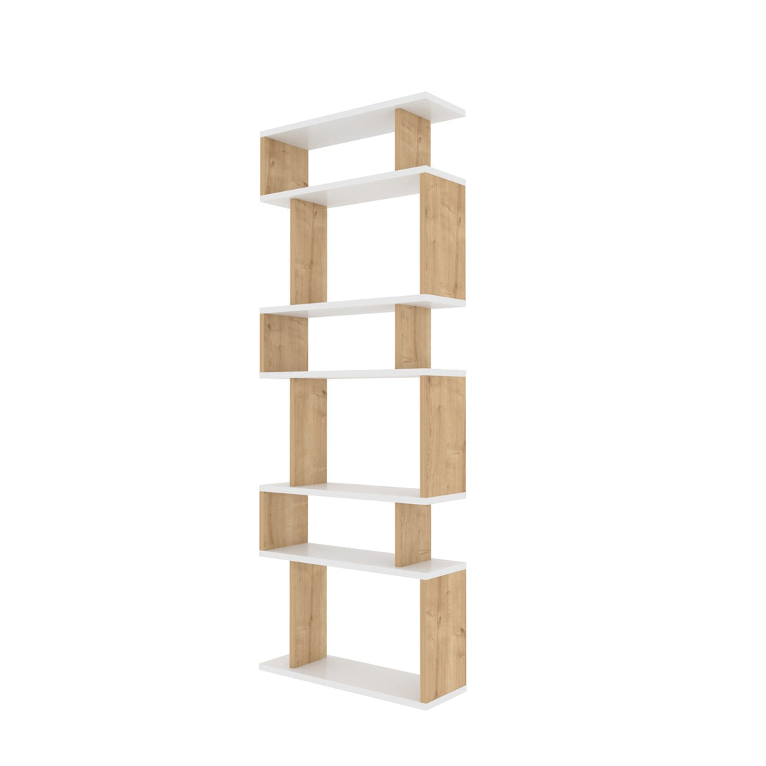 könyvespolc Bates - White, Oak-VASBÚTOR