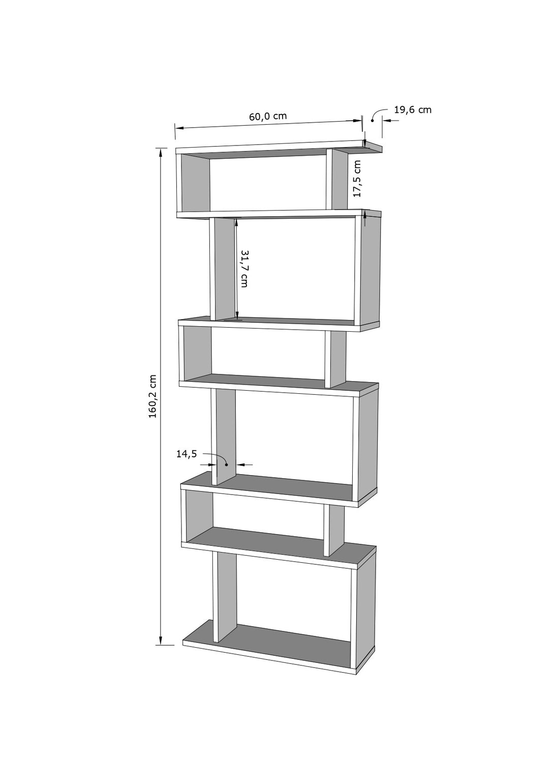 könyvespolc Bates - White, Oak-VASBÚTOR