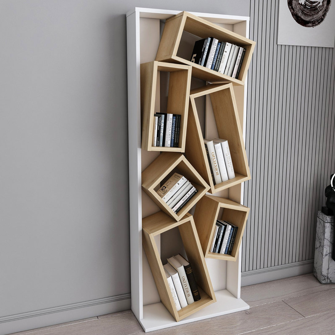 könyvespolc Carmen - White, Oak-VASBÚTOR