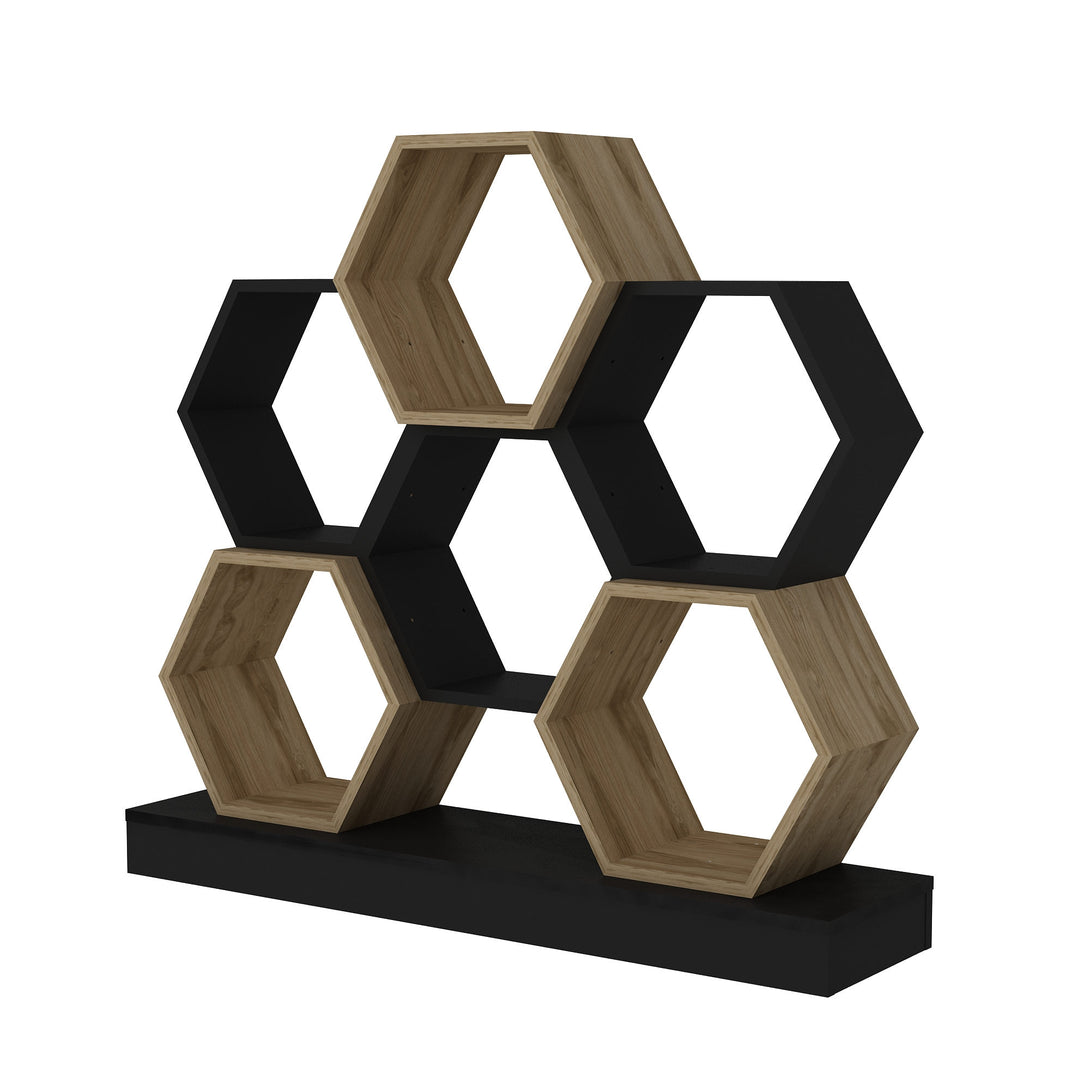 könyvespolc Cicek - Black, Oak-VASBÚTOR