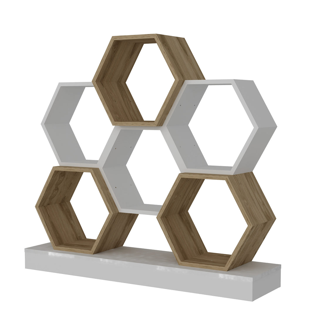 könyvespolc Cicek - White, Oak-VASBÚTOR