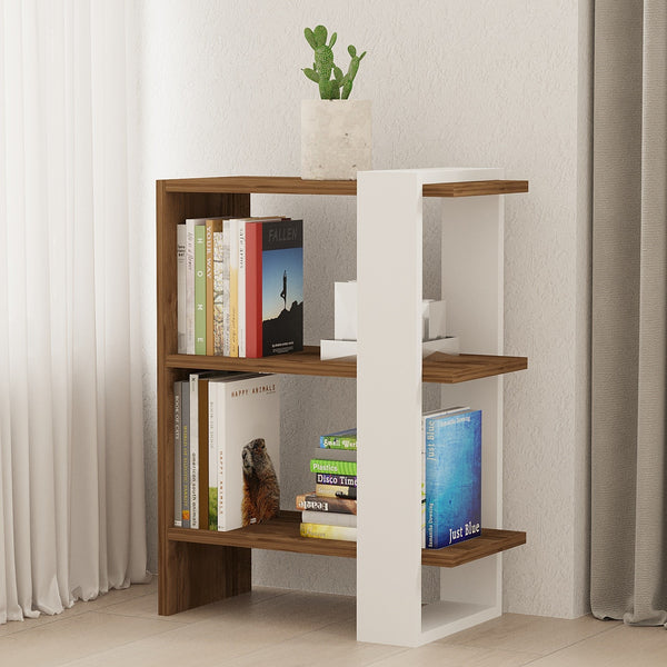 könyvespolc Gaye - Walnut, White-VASBÚTOR
