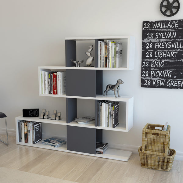 könyvespolc Karlin - White, Anthracite-VASBÚTOR