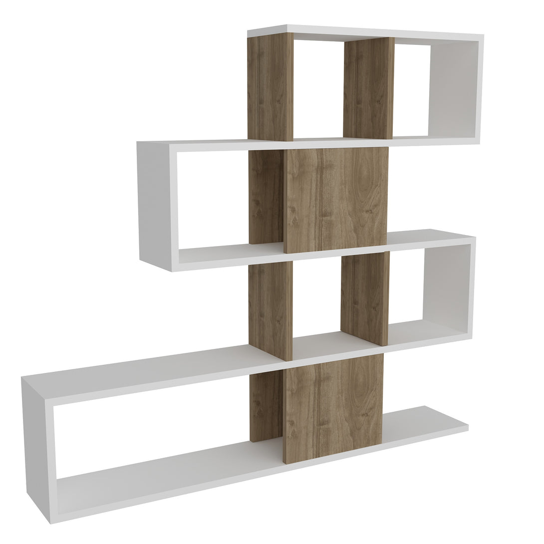 könyvespolc Karlin - White, Walnut-VASBÚTOR