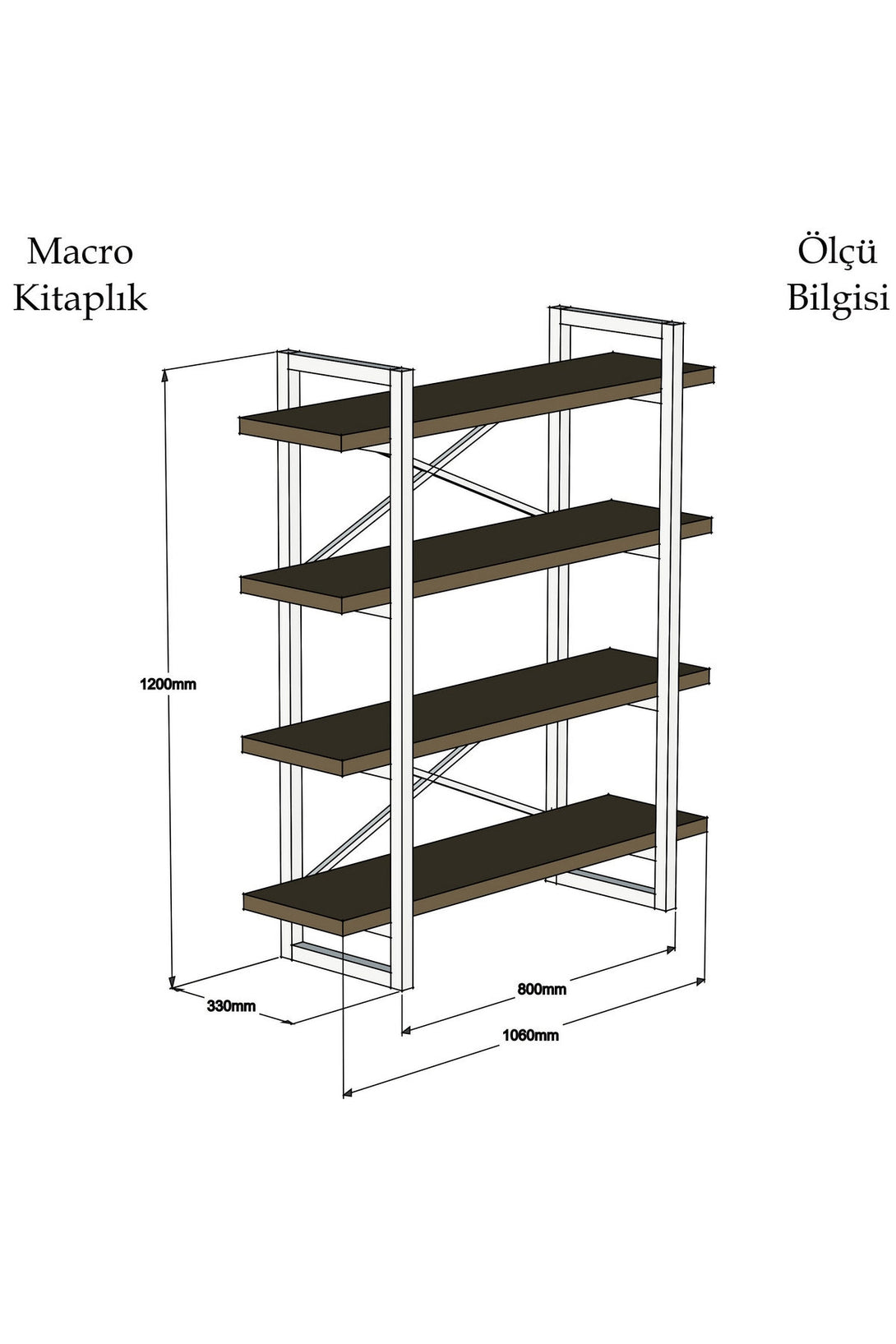 könyvespolc Makro - Walnut-VASBÚTOR