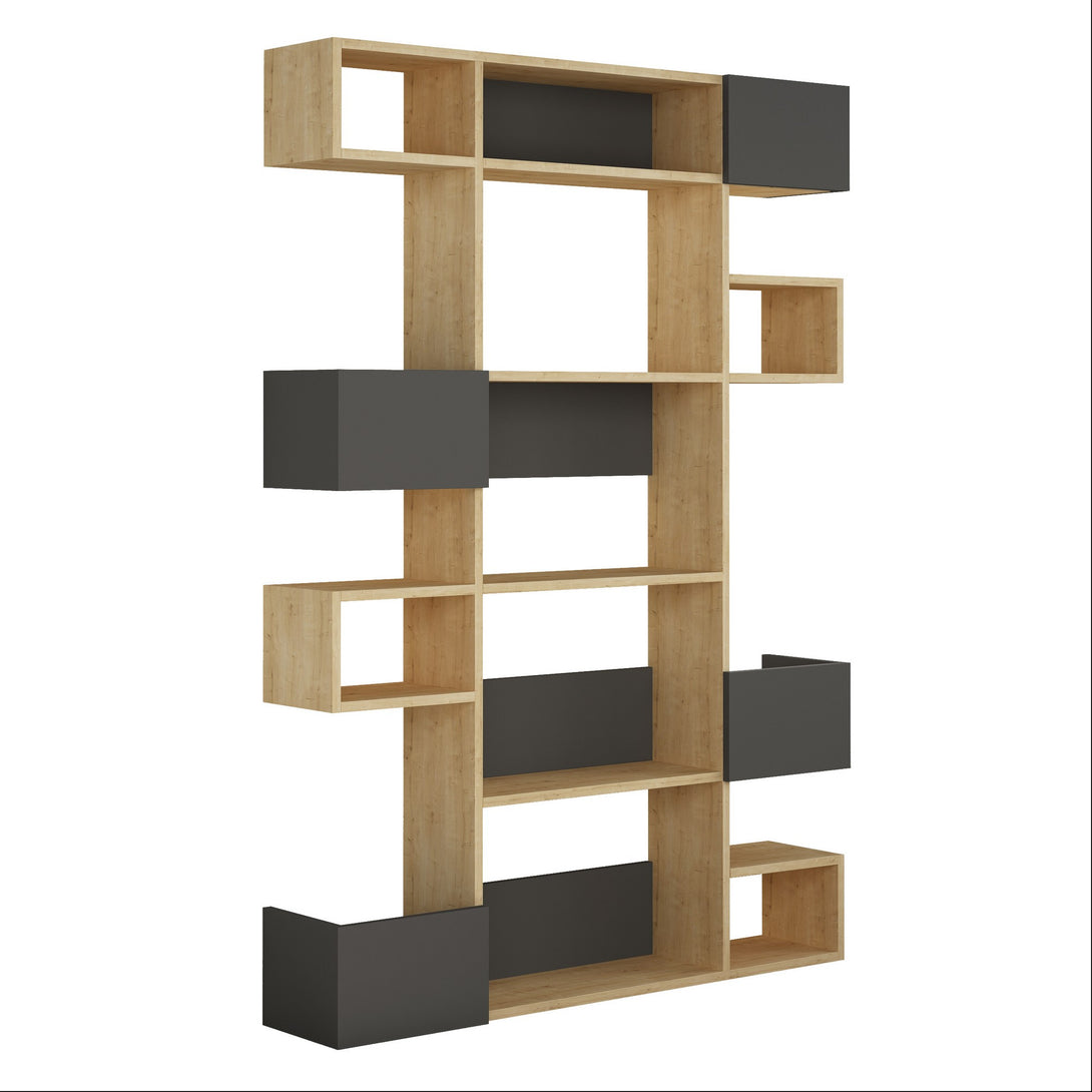 könyvespolc Niho - Oak, Anthracite-VASBÚTOR