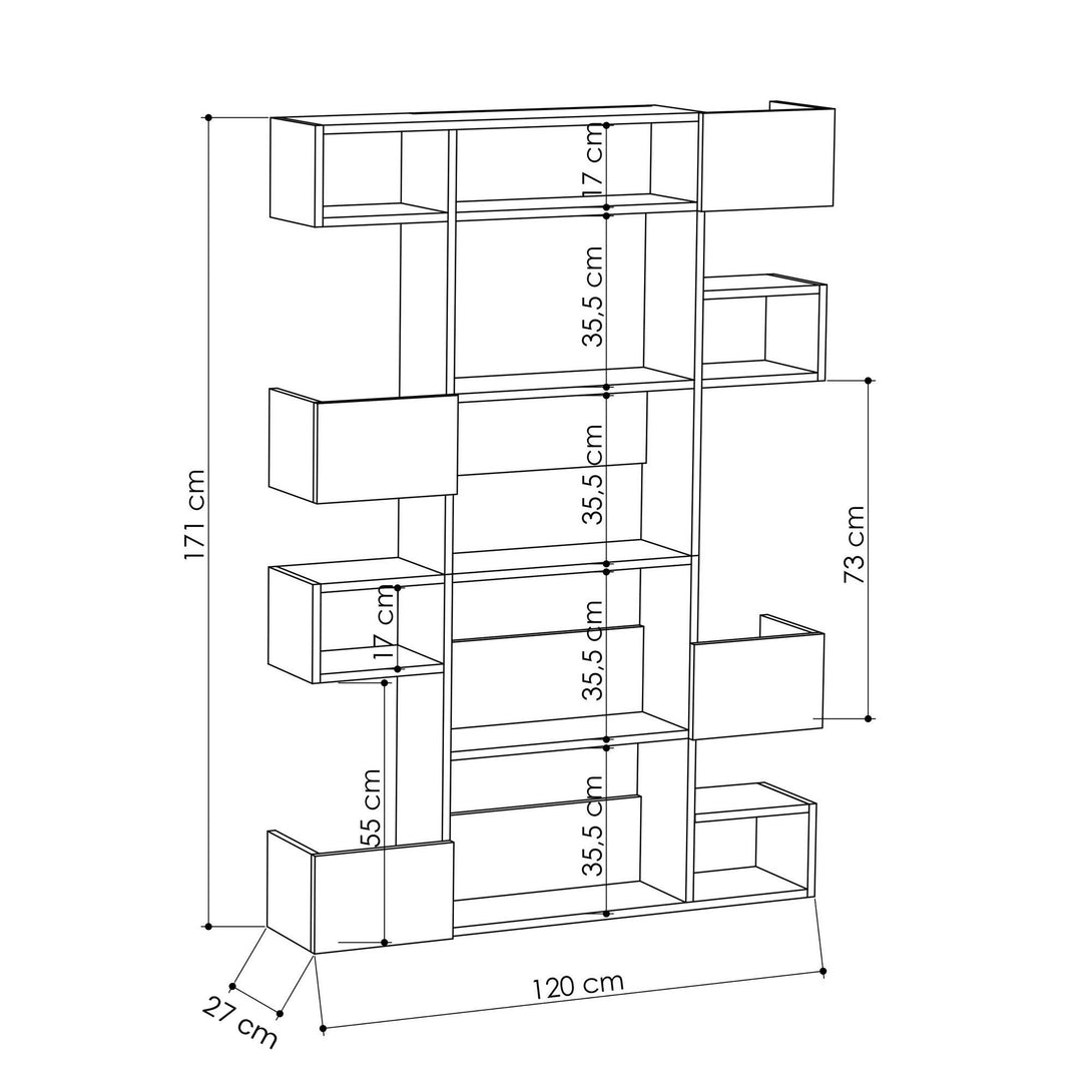 könyvespolc Niho - Oak, Anthracite-VASBÚTOR