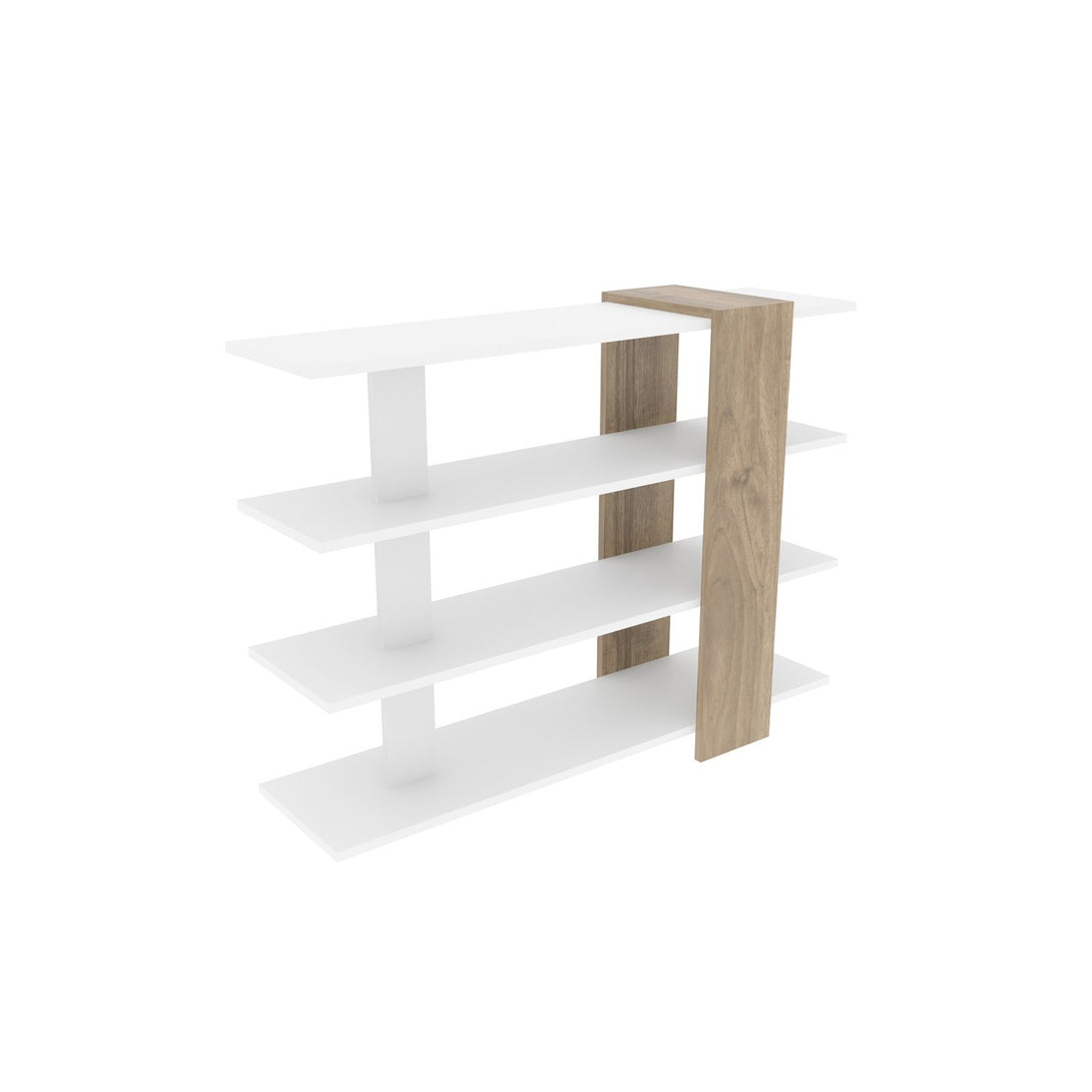 könyvespolc Nur - White, Walnut-VASBÚTOR