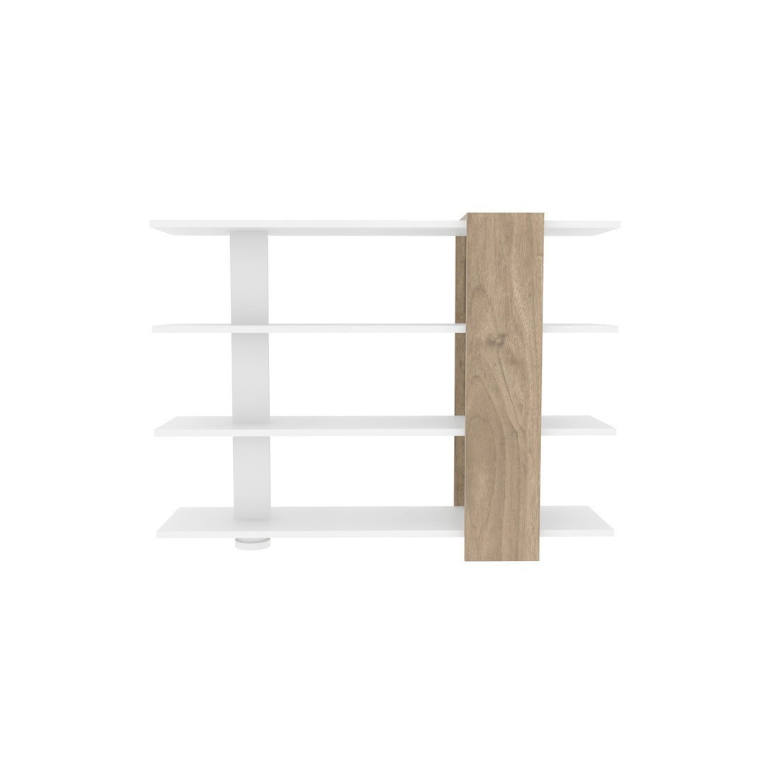 könyvespolc Nur - White, Walnut-VASBÚTOR