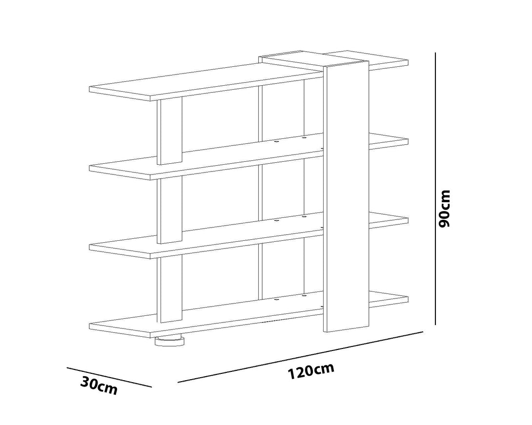 könyvespolc Nur - White, Walnut-VASBÚTOR