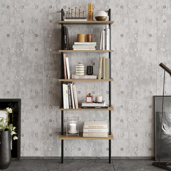 könyvespolc Paula - Walnut, Black-VASBÚTOR
