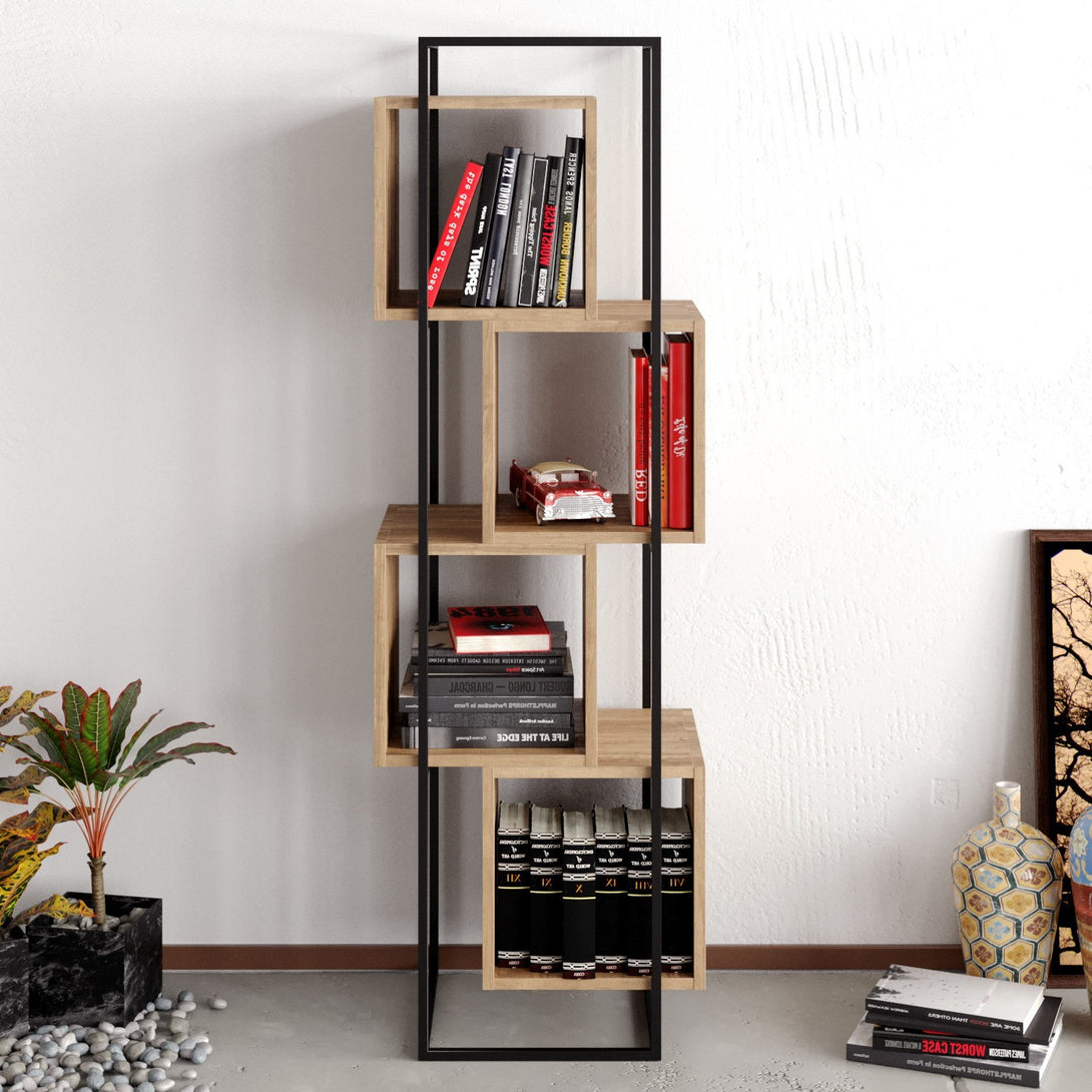 könyvespolc Prada - Walnut, Black-VASBÚTOR