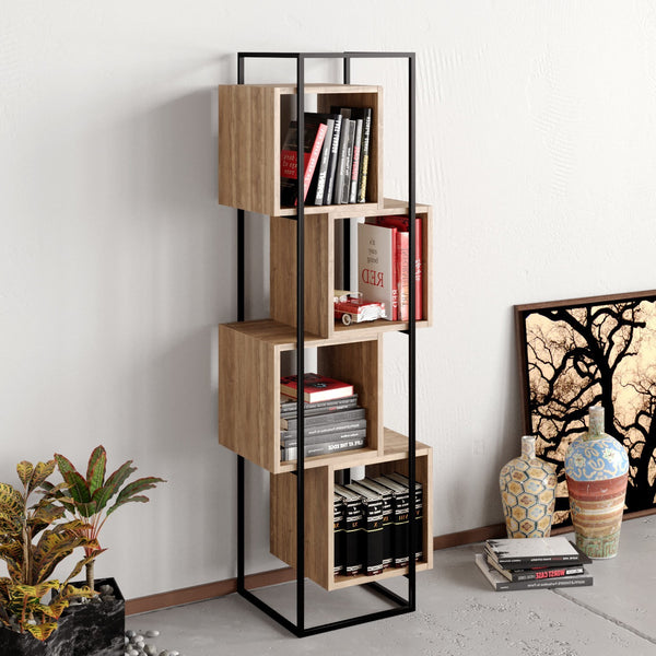 könyvespolc Prada - Walnut, Black-VASBÚTOR