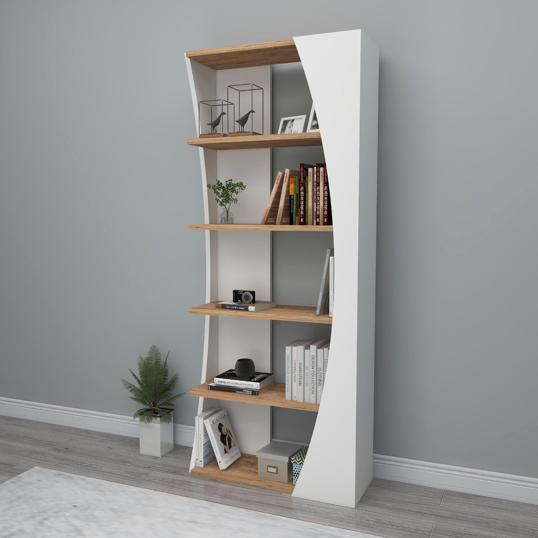könyvespolc Selge - Atlantic Pine, White-VASBÚTOR