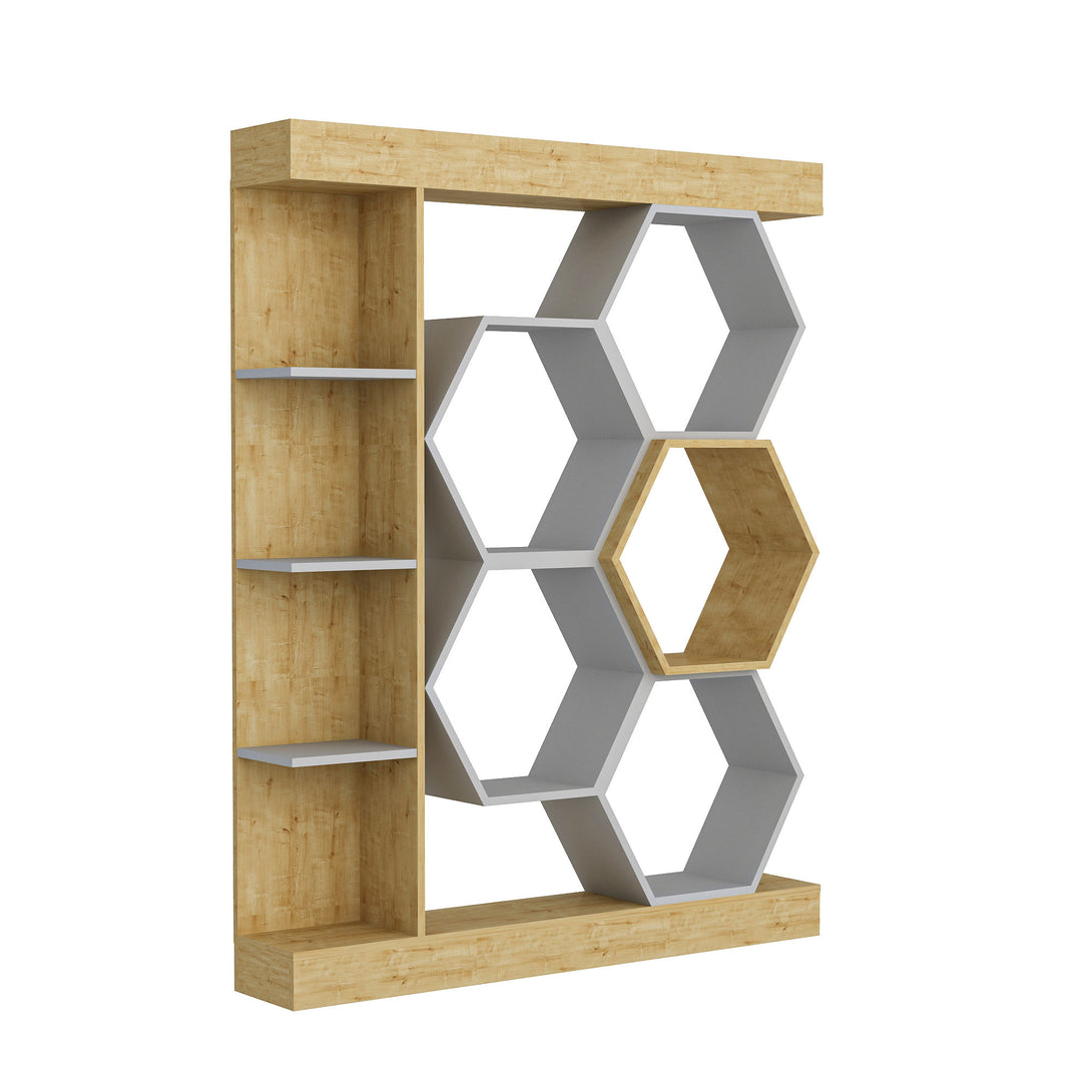 könyvespolc Sueno - White, Oak-VASBÚTOR