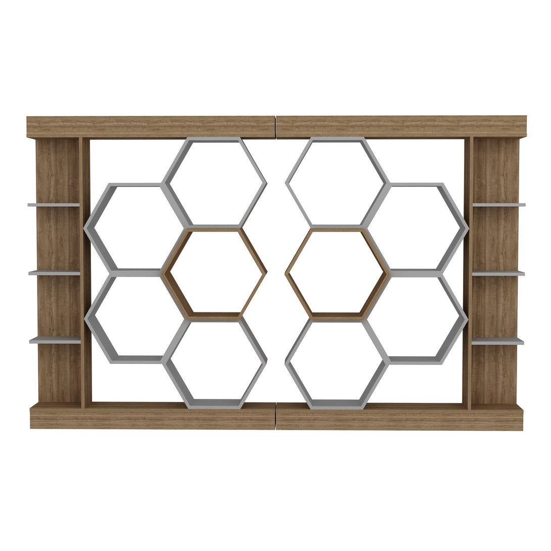 könyvespolc Sueno - White, Walnut-VASBÚTOR