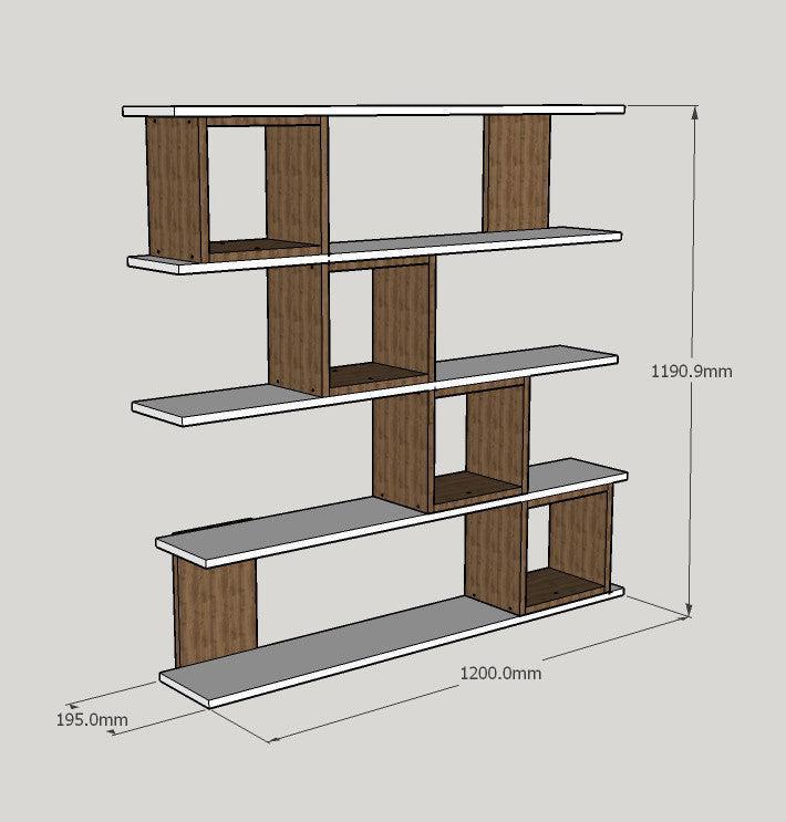 könyvespolc Wind - White, Walnut-VASBÚTOR