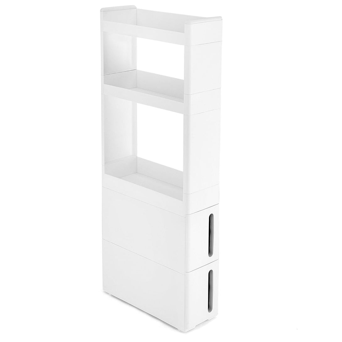 műanyag tároló fiókok kekkel, tárolókocsi 2 fiókkal, 45x17x106,5 cm, fehér-VASBÚTOR