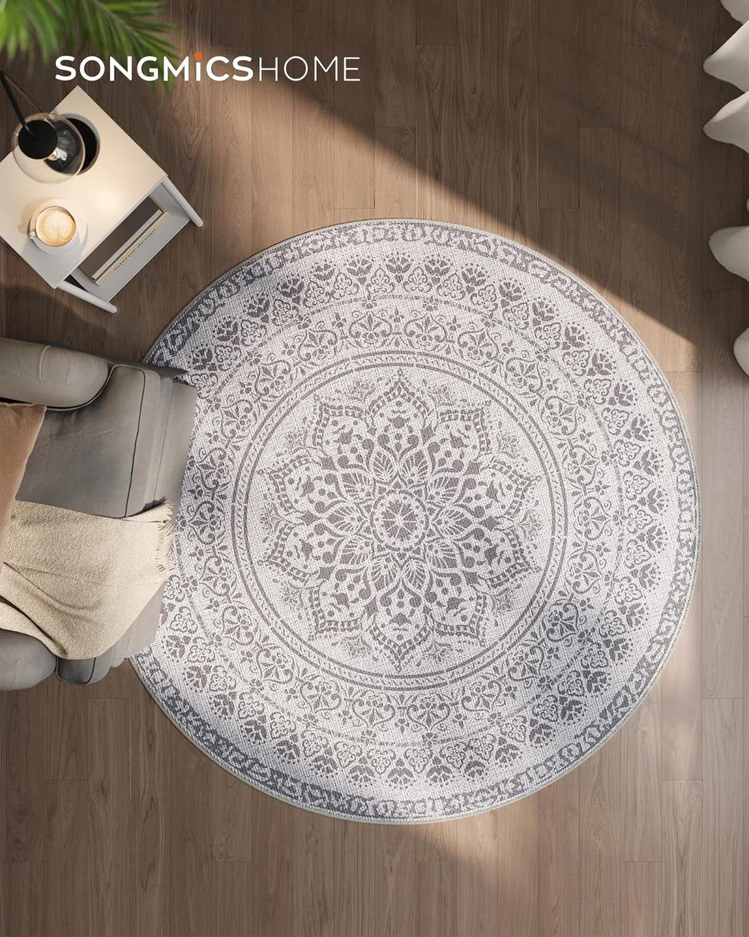 nappali szőnyeg, 160 cm átmérő, szürke-VASBÚTOR