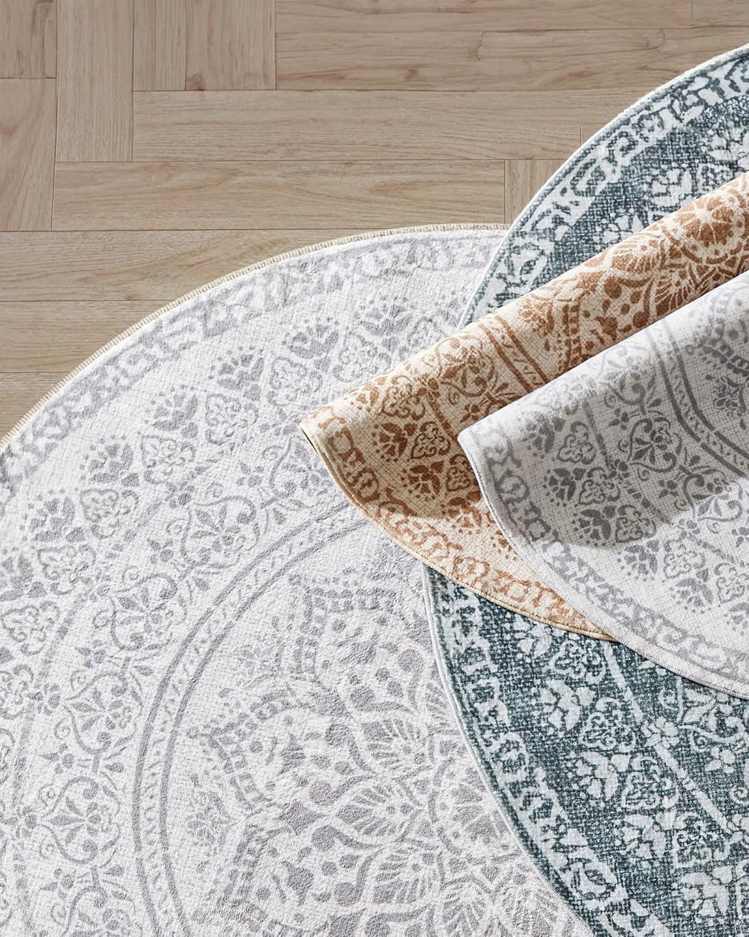 nappali szőnyeg, 160 cm átmérő, szürke-VASBÚTOR