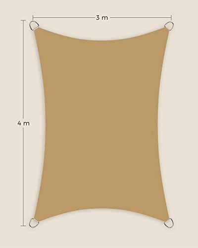 Napvitorla 3x4 m, homok színe-VASBÚTOR