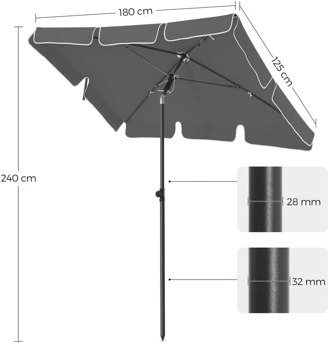 négyszögletes erkélyes napernyő 1,8 x 1,25 m, UPF 50+ védelem-VASBÚTOR