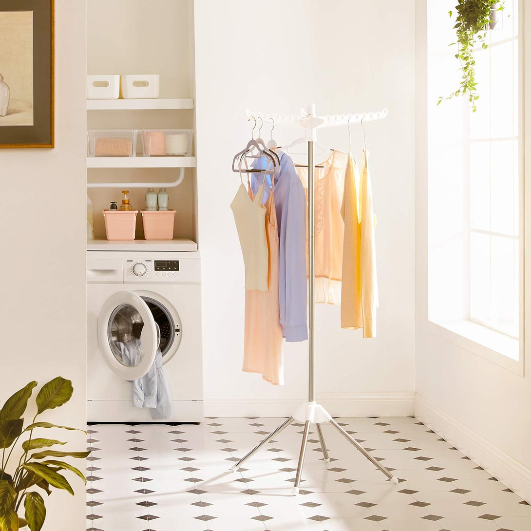 ruhaszárító, 3 forgatható kar vállfáknak fehér és ezüst színben-VASBÚTOR