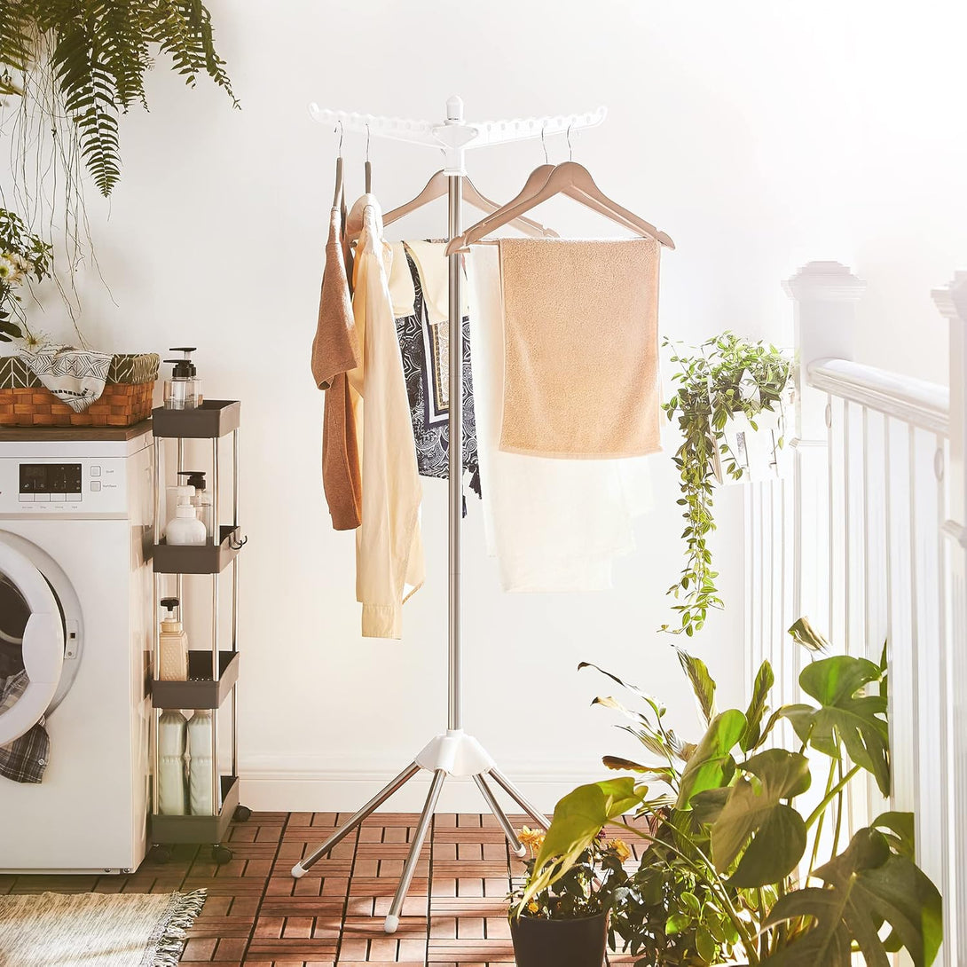 ruhaszárító, 3 forgatható kar vállfáknak fehér és ezüst színben-VASBÚTOR