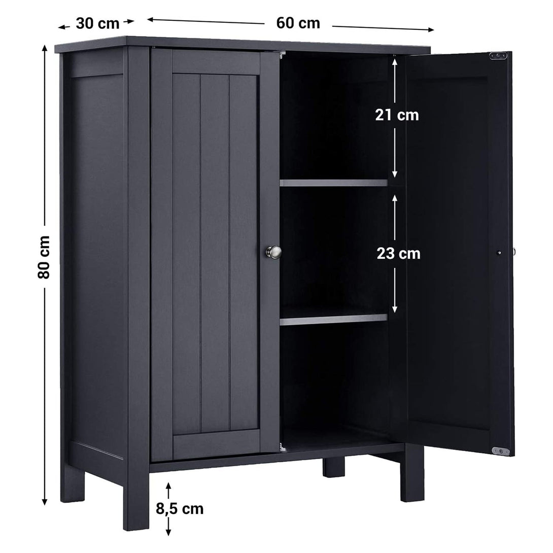 szabadon álló fürdőszobai tárolószekrény 2 ajtóval, 60 x 80 x 30 cm szürke-VASBÚTOR