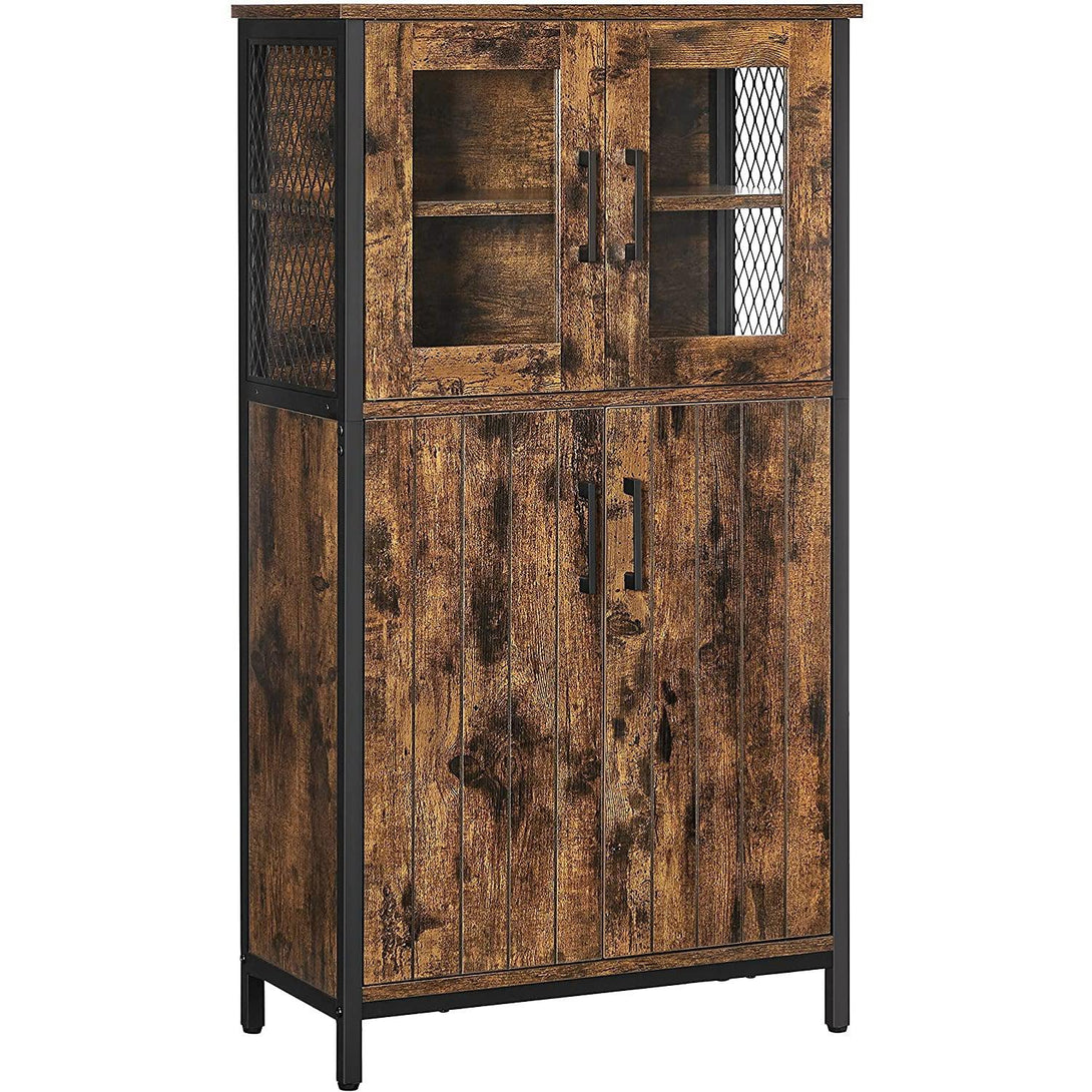tárolószekrény, többcélú szekrény 60 x 108 x 30 cm, rusztikus barna és fekete-VASBÚTOR