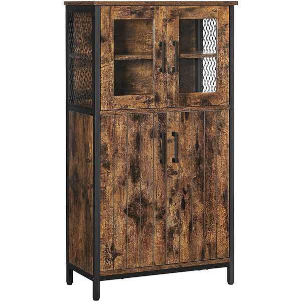 tárolószekrény, többcélú szekrény 60 x 108 x 30 cm, rusztikus barna és fekete-VASBÚTOR