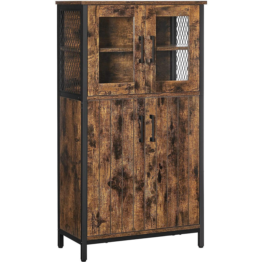 tárolószekrény, többcélú szekrény 60 x 108 x 30 cm, rusztikus barna és fekete-VASBÚTOR