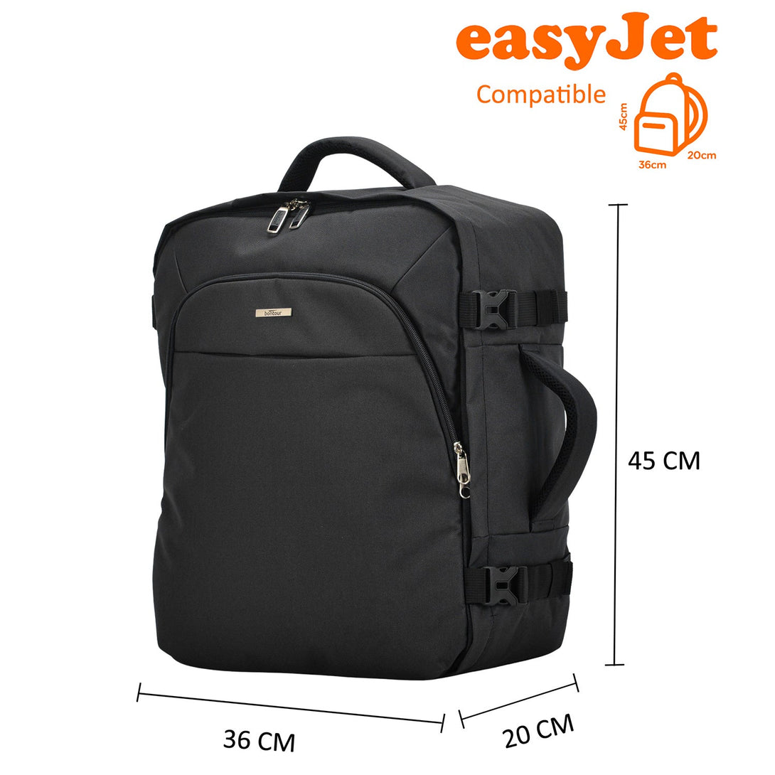 BONTOUR AIR Utazó Hátizsák, EasyJet méretű 45x36x20cm, Fekete Színben-VASBÚTOR
