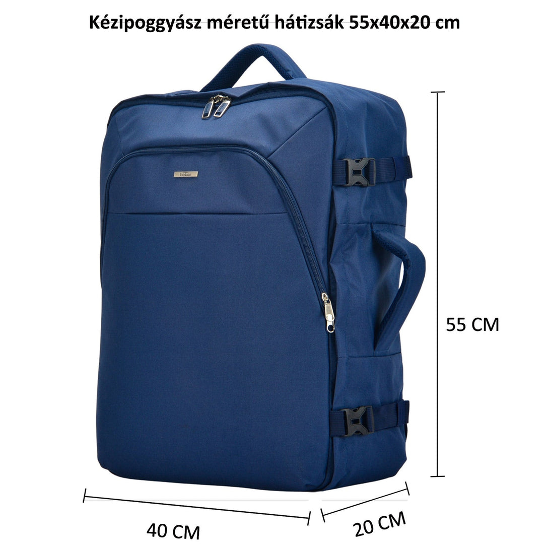 BONTOUR AIR Utazó Hátizsák, Kabin méretű Kézipoggyász 55x40x20cm, Kék Színben-VASBÚTOR