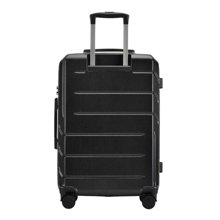 BONTOUR “SPINNER” 2 db-os Bőrönd Szett (S+M), Duplakerekes Gurulós bőrönd TSA zárral, Fekete-VASBÚTOR
