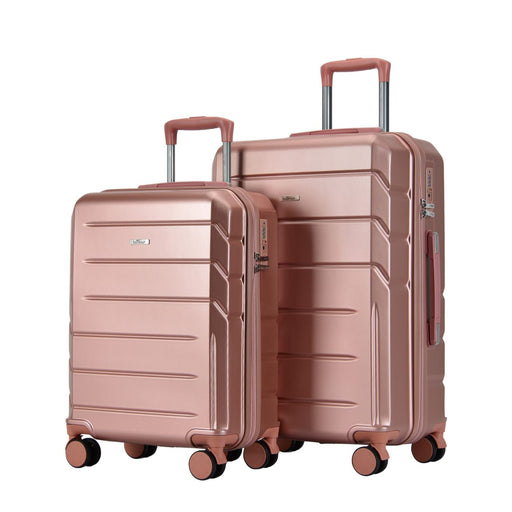 BONTOUR “SPINNER” 2 db-os Bőrönd Szett (S+M), Duplakerekes Gurulós bőrönd TSA zárral, RoseGold-VASBÚTOR