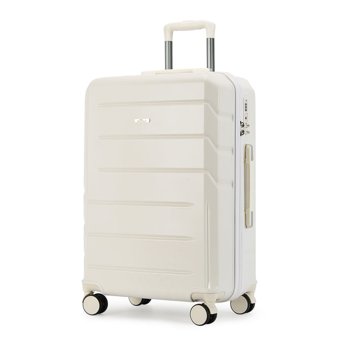 BONTOUR “SPINNER” közepes Duplakerekes Gurulós bőrönd TSA zárral, Fehér-VASBÚTOR