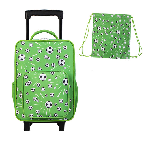 BONTOUR Vászon Gyermekbőrönd 2 Kerékkel ajándék tornazsákkal, Focis mintával-VASBÚTOR
