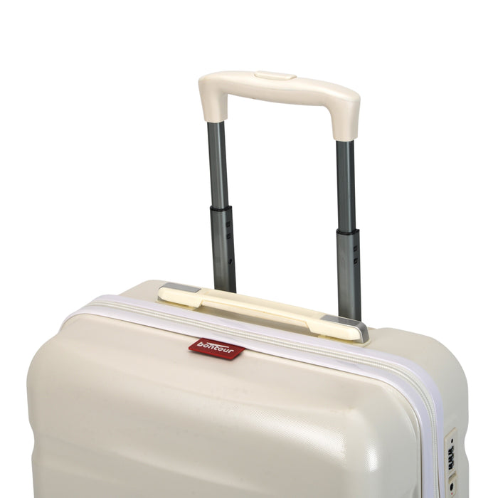 BONTOUR “Wave” 2 db-os Bőrönd Szett(S+M), Duplakerekes Gurulós bőrönd TSA zárral, Fehér-VASBÚTOR