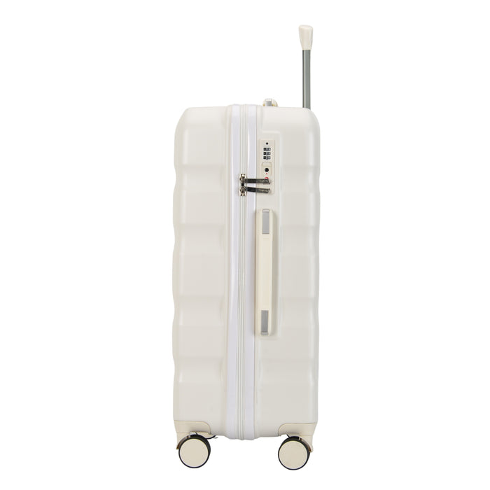 BONTOUR “Wave” közepes Bőrönd, Duplakerekes Gurulós bőrönd TSA zárral, Fehér, M méretű-VASBÚTOR