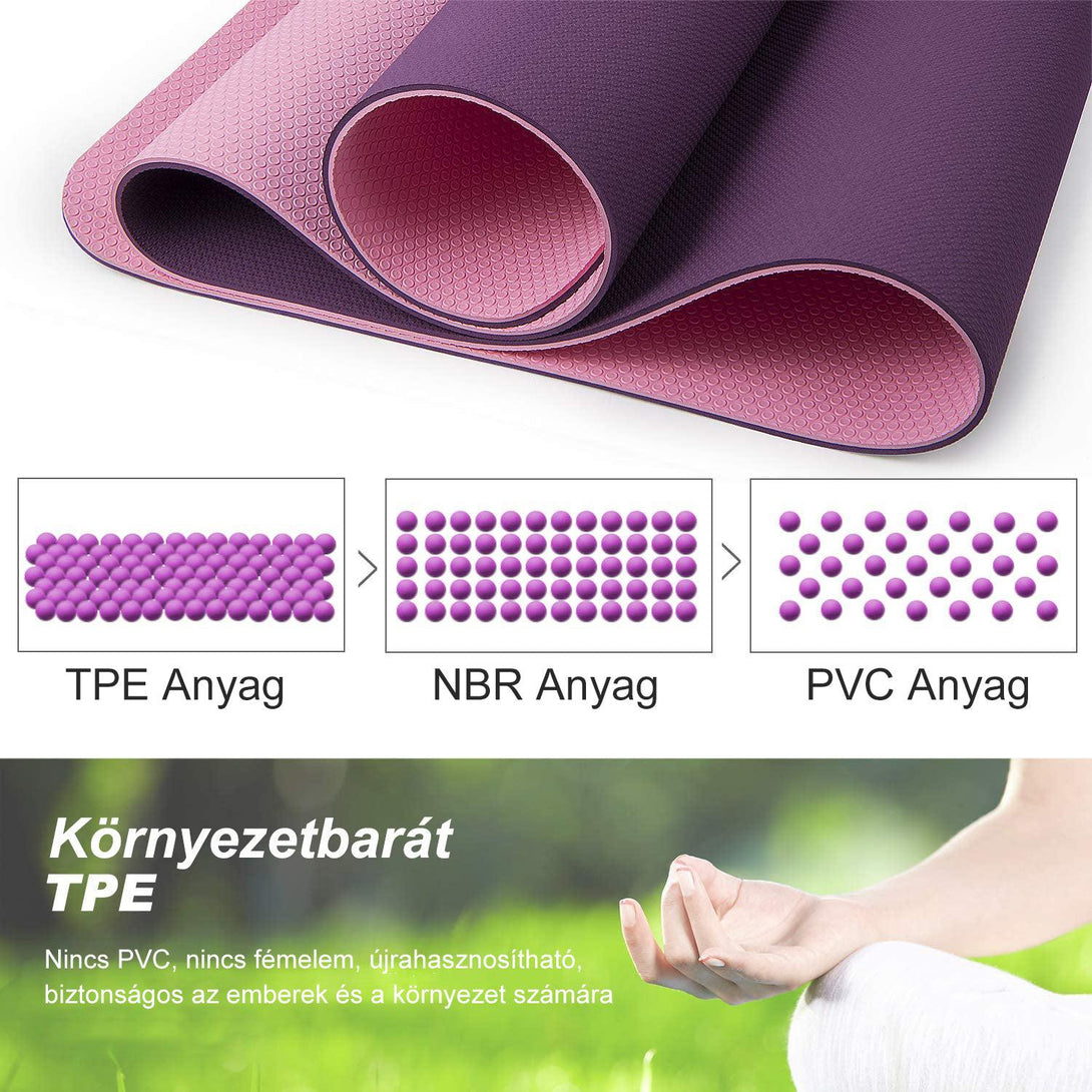 Jógamatrac 6mm, Környezetbarát jógaszőnyeg, Csúszásmentes Edzőszőnyeg, pink | BONTOUR-VASBÚTOR