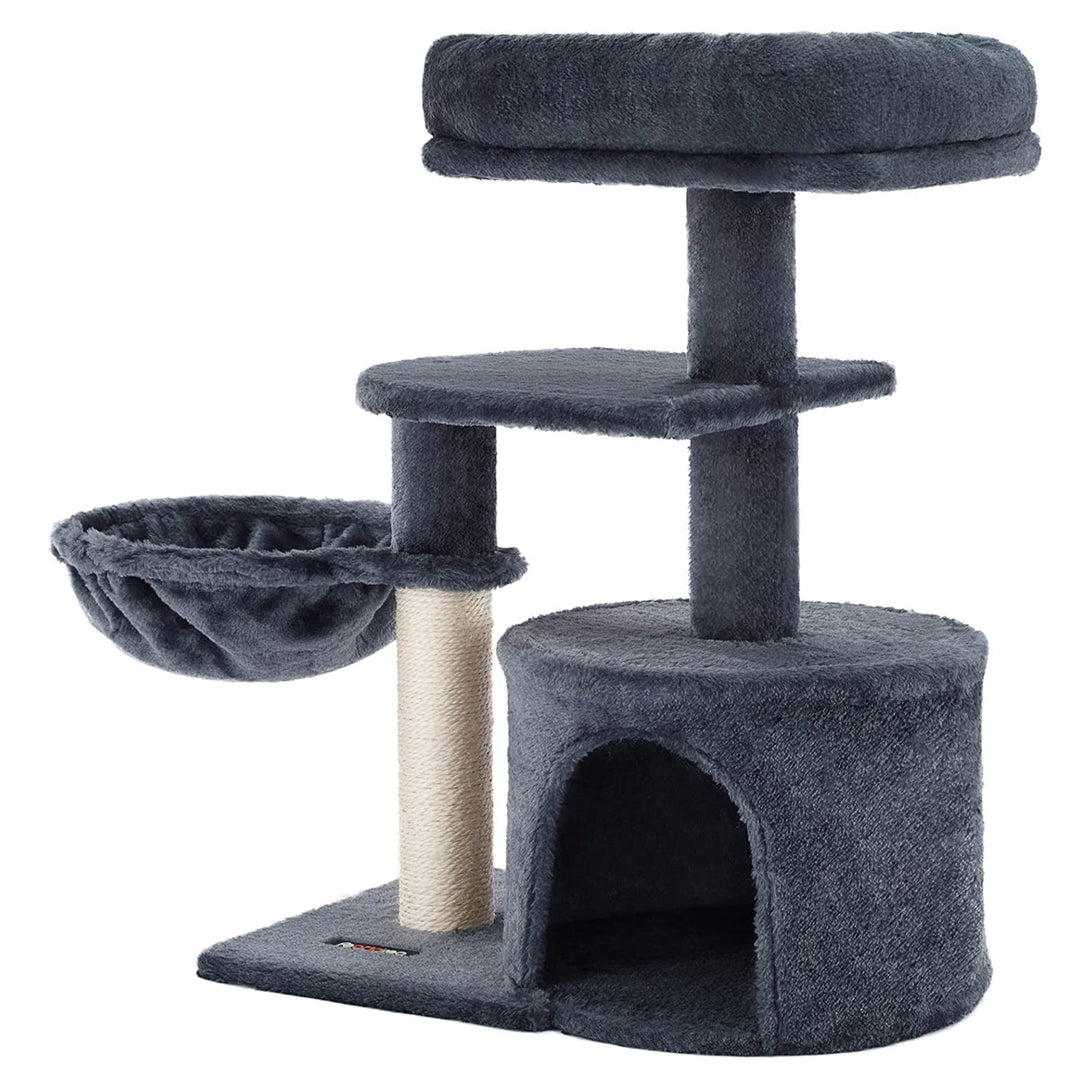 Macska kaparó, kis macska torony, cica kaparóoszlop, 68 cm, füstszürke FEANDREA-VASBÚTOR