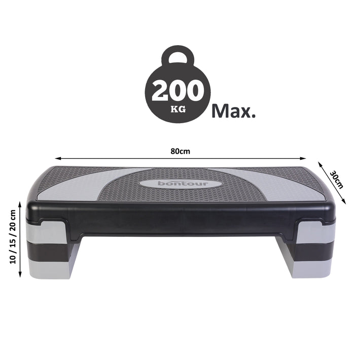 Nagy Step Pad, 10/15/20cm állítható magassággal, fekete/szürke | BONTOUR-VASBÚTOR